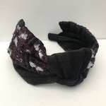 LINTON TWEED♡トレンドチェック×パープル♡結びリボン カチューシャ♡幅広