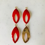 Red Enameled Oval Pendant Tops