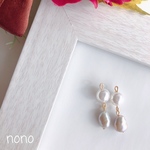 2連シルバー淡水パールピアス(イヤリング)/サージカルステンレス nonoacs 