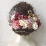【うみ様 専用出品】white pink rose gold tulle ribbon ヘッドドレス