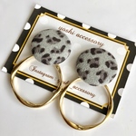【再販】2way♡グレー レオパード×ゴールドリング ピアス/イヤリング