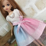 リカちゃん服ワンピース　〜ラメオーロラ白〜