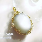 チョコレートムーンストーンペンダント（ワイヤージュエリー☆ワイヤーアクセサリー☆ワイヤーラッピング天然石ネックレス）