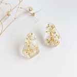 シンプルクリアパール×ゴールドピアス／イヤリング