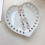 ローズクオーツとガーネットのピアス