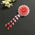 《レッド》グラデーションのお花と下がりの髪飾り★つまみ細工☆着物☆浴衣☆七五三☆成人式☆卒業式
