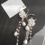 フラワーブーケ＊フープ ロングピアス&イヤリング 