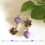 ハロウィン 蜘蛛の巣アシメピアス