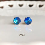 ≪14kgf≫vintage swarovski バミューダブルー スタッドピアス