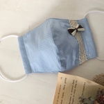 子供用 立体マスク　水色 茶色リボン