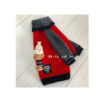 White cap knit red×チャコールグレー  (後ろ姿のわんちゃんセーター)