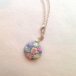 リネンと刺繍の花刺繍のバックチャーム＆ブローチ L