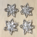 SILVER CLEAR FLOWER CABOCHONS