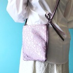 4WAYバッグ レザー サコッシュ 本革 ピンク シルバーガーデン箔押し