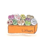  リトープスの刺繍ブローチ(チャーム変更可)