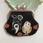 ふくろうとハロウィンがま口