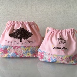 お弁当・コップ袋セット 女の子 裏地付き【大きな木・コップちゃん】ピンク×ピンク花柄