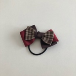 181◇タータンチェックが可愛いリボンヘアゴム◇ブラウン・エンジ