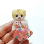 専用・羊毛フェルト猫人形・折れ耳茶とら・テディベアタイプ首手足可動式・羊毛フェルト・ドールハウスにドールのお友達に！