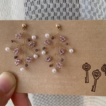 【再販】NEW 小枝のワイヤーピアス♪ぶどうパール/イヤリング/樹脂フック