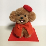 yukarin様専用　還暦お祝い！にっこり♪トイプードル・赤いちゃんちゃんこ風マントバージョン