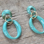 ~ピアス~ターコイズカラー★大振りフープピアス
