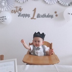  ベビークラウン  ネイビー 王冠 Happy  birthday!!