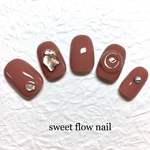 オーダーネイルチップ＊ニュアンス チョコレートカラー 凹凸ネイル シェルネイル