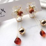 クリアフラワー×べっ甲ウッドピアス