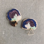 mauve×gold刺繍ピアス