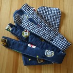 ズレが気にならない 超ロング 水筒肩紐カバー ( サッカー／チェック)ネイビー 