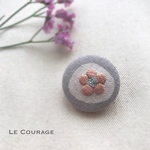 【mini】お花の刺繍ブローチ(オレンジ)