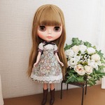 23cmサイズ メモパリのワンピース(動物柄  ライトブルー)