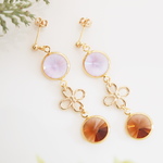 Vintage Round Swarovski×Flowerピアス