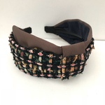 LINTON TWEED♡モカブラウン×グリーン♡大人カチューシャ♡幅広