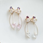艶めくスワロフスキー　ブーケ×ハートスワロフスキーイヤリング　ピアス　ブライダルアクセサリー　結婚式　
