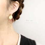 水引ピアス/イヤリング サークルモチーフと小花ゆれる すおう