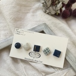 ⚘ネイビー系⚘タイルピアス5個セット