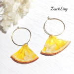 押しフルーツ オレンジ フープピアス