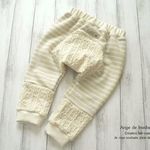 【80】杢ベージュボーダー×アラン風ニット　モンキーパンツ