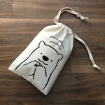 ［手もじもじシロクマ］コットン巾着