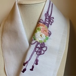刺繍半衿 花結び レトロな色合いが美しい　七五三浴衣デニム着物刺しゅう