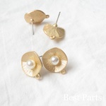 4pcs ピアスパーツ フラワーパール マットゴールド
