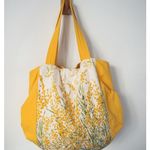 ミモザプリント　×　黄色　くしゅタックBAG♪肩掛け　綿麻