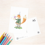 絵本のような。ポストカード "きつねのコロネ" (4枚セット) PC-237