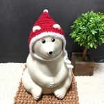 しろくま貯金箱 クリスマスのボンネット帽子