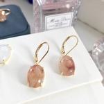 Brown chic -ルチルクォーツのフレンチフックピアス-