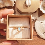 14号【サイズ調整不可】《brass》leaf×opal ring＊