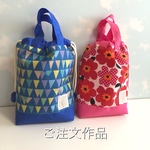 ご注文作品 上履き入れ ピンクお花&水色ガーランド🎶