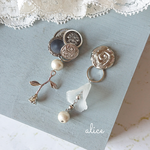 薔薇 ボタン イヤリング ピアス  ヴィンテージボタン